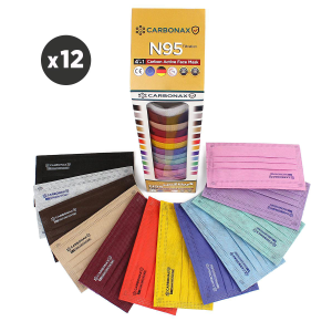 ماسک-4+1لایه-کربن-اکتیو-12-رنگ-کربناکس-بایکو،-ملت-بلون،-کربن-اکتیو،-اسپان،-بایکو-بسته-12عددی