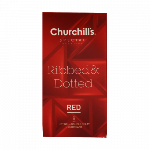 کاندوم-چرچیلز-مدل-Ribbed-%26amp;-Dotted-Red-بسته-12-عددی