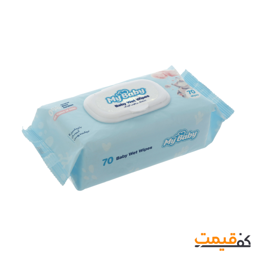 دستمال مرطوب کودک مای بیبی مدل normal بسته 70 عددی