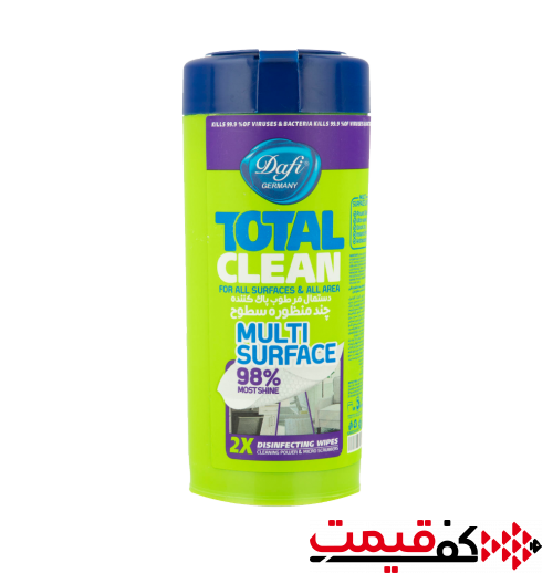 دستمال مرطوب تمیزکننده سطوح دافی چند منظوره 50 عددی