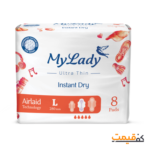 نوار بهداشتی مای لیدی اولترا مدل Instant Dry سایز بزرگ بسته 8 عددی