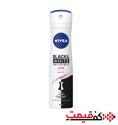 اسپری ضد تعریق زنانه نیوآ Black & White Invisible Clear (150 میلیلیتر)