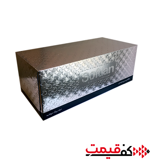 دستمال-کاغذی-سافتلن-نقره-ای-150برگ2لا