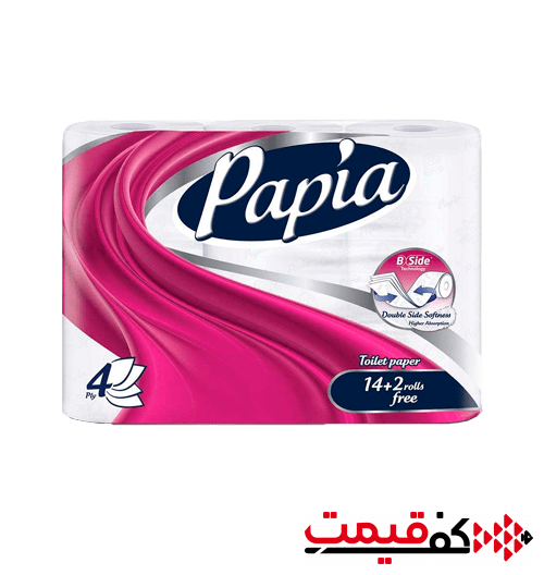 دستمال توالت پاپیا رول 4لا 16عددی