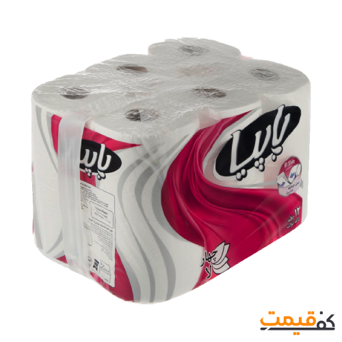 دستمال توالت پاپیا رول 4لا 12 عددی