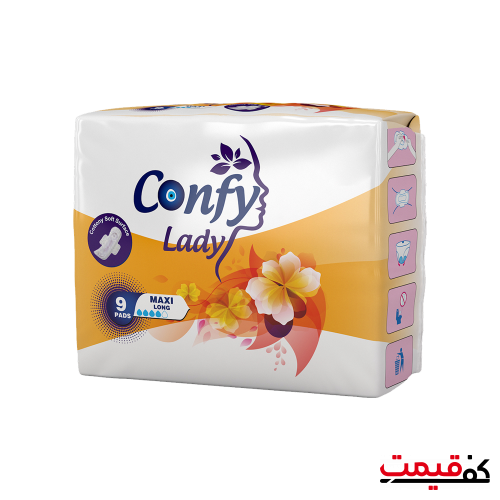 نوار بهداشتی کانفی بزرگ لیدی مدل MAXI LONG بالدار 9 عددی