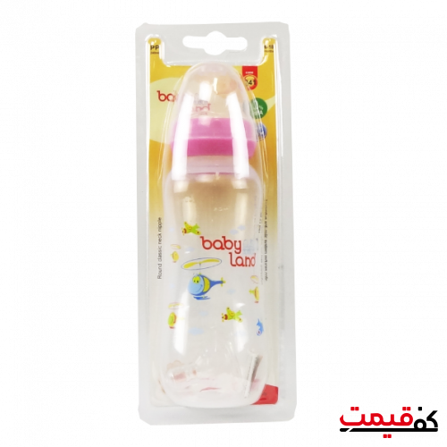 شیشه شیر بیبی لند مدل 241 صورتی ظرفیت 240میلی‌لیتر