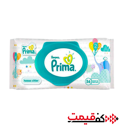 دستمال مرطوب بچه پریما معطر ضد حساسیت 56 برگ
