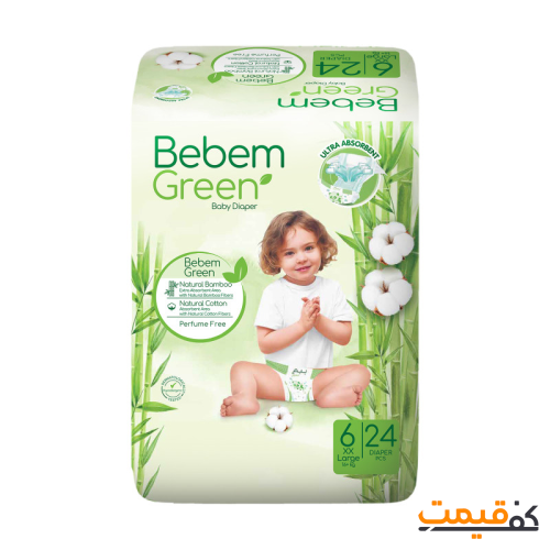 پوشک سبز ببم سایز 6 24 عددی